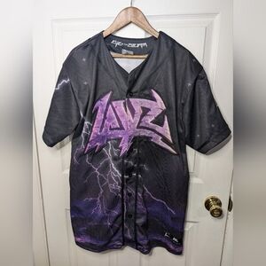 Elev808 Layz Eye Of The Storm Baseball Jersey Men Size XXL 2XL Black Shirt